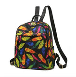 Waterproof Oxford Cloth Backpack Women Print Multifunction Shoulder Bag