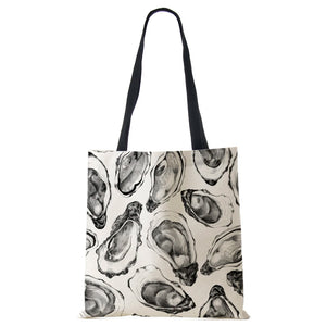 Oyster Seafood Bag Women Reusable Shopper Tote Bag