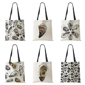 Oyster Seafood Bag Women Reusable Shopper Tote Bag