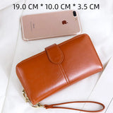 Oil Wax Leather Long Wallet Multi-card Purse