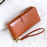 Oil Wax Leather Long Wallet Multi-card Purse