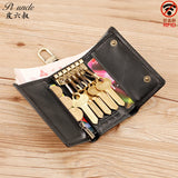 PIUNCLE High Natural Cowhide Men's Zipper Wallet Key Holder Vintage Car Key