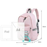 Waterproof Backpack Women School Bags For Teenagers Girls USB Charge Bow Travel