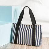 Casual Canvas Women Shoulder Bag Large Capacity Stripe A4 Lady Handbag Tote