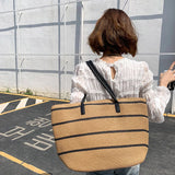 PP Straw Stripe Bag Summer Handbag Shoulder Bag
