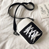 PU Canvas Shoulder Bags Women Drawstring Casual Ins Satchel Harajuku Purses