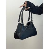 Canvas Stitching Women's Shoulder Bag Large Capacity Tote Handbag