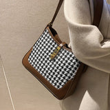 Winter Houndstooth Pattern Women's Handbag Large Capacity Underarm Bag