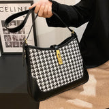 Winter Houndstooth Pattern Women's Handbag Large Capacity Underarm Bag