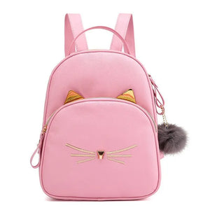 PU Cartoon Cat Backpack Personalized Name Lovely Women's Bag