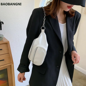 PU Chain Hip Packs Fanny Pack Multifunction Waist Bag Shoulder Bag Women's Belt
