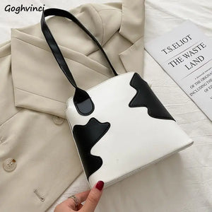 PU Cow Pattern Mini Shoulder Bag Women Underarm Tote Bags Ins Style Summer Haraj