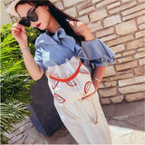 PU Drawstring Bag Women Crossbody Printed Buckets Large Capacity Style All-match