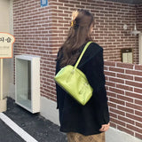 PU Green Leather Women Shoulder Bag Vintage Female Underarm Bag