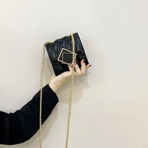 PU Flap Shoulder Bags Women Thread Casual Chain Ins Harajuku OL Purse Satchel