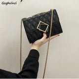 PU Flap Shoulder Bags Women Thread Casual Chain Ins Harajuku OL Purse Satchel