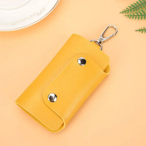 PU Keychain Men Women Solid Keyrings Wallet Covered Hasp Keys Wallets