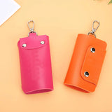 PU Keychain Men Women Solid Keyrings Wallet Covered Hasp Keys Wallets