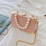 PU Knitting Box Tote Bag High-quality Leather Chain Shoulder Messenger Bag