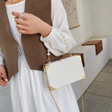 PU Knitting Box Tote Bag High-quality Leather Chain Shoulder Messenger Bag