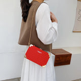 PU Knitting Box Tote Bag High-quality Leather Chain Shoulder Messenger Bag