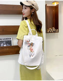 PU Ladies Leather Shoulder Backpacks Women Travel Bags Silk Scarf