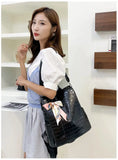 PU Ladies Leather Shoulder Backpacks Women Travel Bags Silk Scarf