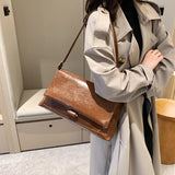 PU Leather Women Shoulder Messenger Bag Large Capacity Retro Texture Underarm