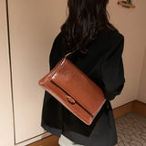PU Leather Women Shoulder Messenger Bag Large Capacity Retro Texture Underarm
