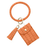 PU Leather Bracelet Keychain for Women Key Wallets Wristlet Keychain