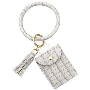 PU Leather Bracelet Keychain for Women Key Wallets Wristlet Keychain