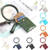 PU Leather Bracelet Keychain for Women Key Wallets Wristlet Keychain