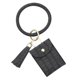 PU Leather Bracelet Keychain for Women Key Wallets Wristlet Keychain