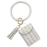 PU Leather Bracelet Keychain for Women Key Wallets Wristlet Keychain