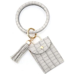 PU Leather Bracelet Keychain for Women Key Wallets Wristlet Keychain