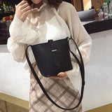 Retro PU Leather Bucket Shoulder Bag Women Crossbody All-match