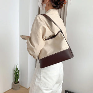 Vintage Patchwork Shoulder Bag for Women Large Capacity Handbag Purse Tote