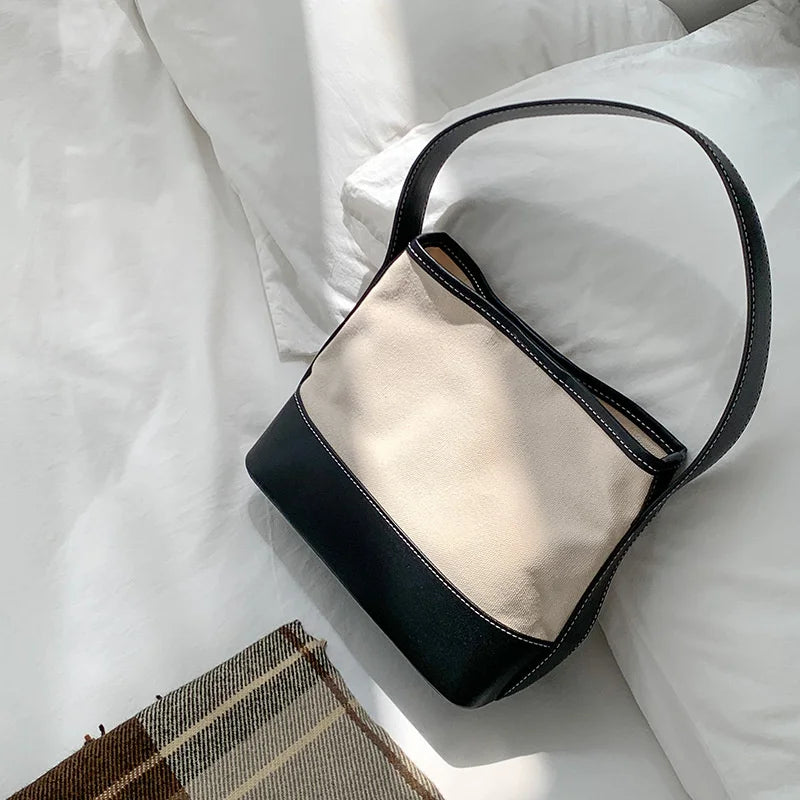 Vintage Patchwork Shoulder Bag for Women Large Capacity Handbag Purse Tote