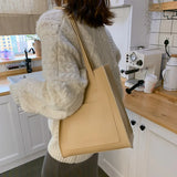 Vintage PU Leather Tote Bag for Women - Casual Shoulder Handbag