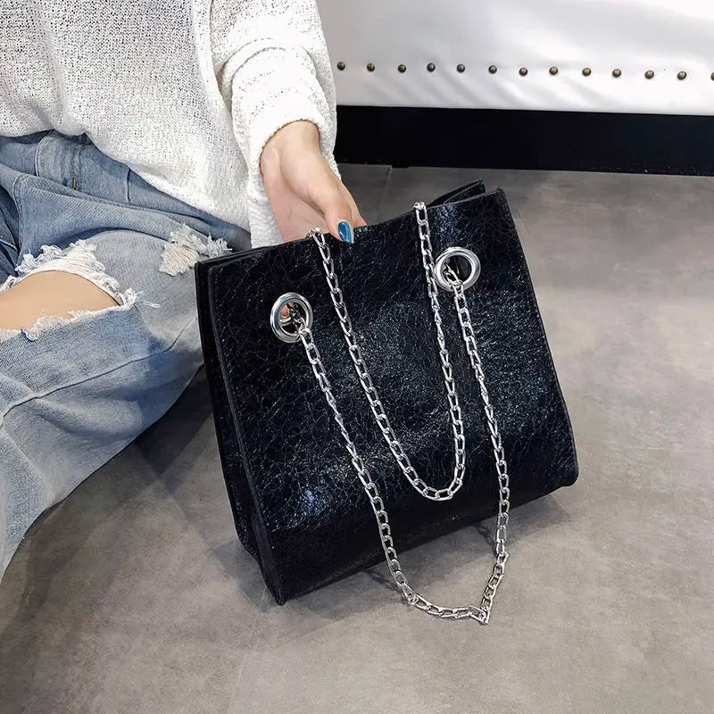 PU Leather Chain Shoulder Bags Women High Large Capacity Totes Bag
