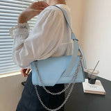 PU Leather Chain Shoulder Bags Women Solid Underarm Handbags OL Texture Retro Fl