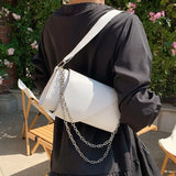 PU Leather Chain Shoulder Bags Women Solid Underarm Handbags OL Texture Retro Fl
