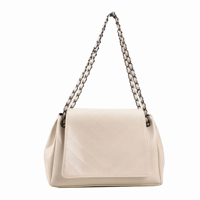 Classic PU Leather Female Shoulder Bag with Wrist Strap