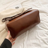 Classic PU Leather Female Shoulder Bag with Wrist Strap