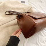 Classic PU Leather Female Shoulder Bag with Wrist Strap