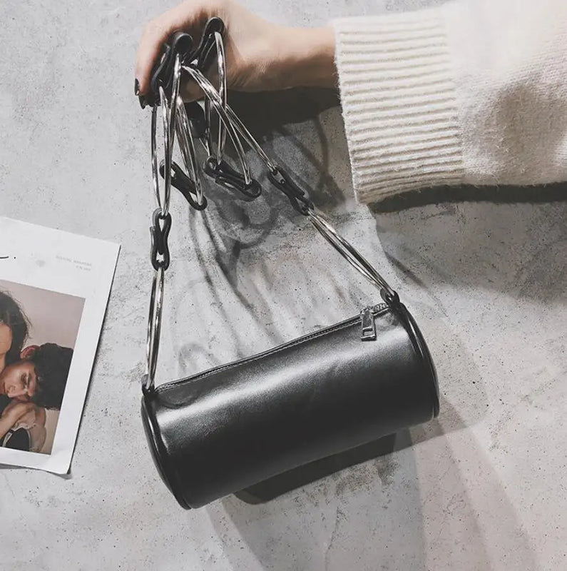 PU Leather Girls Wrist Messenger Bag Metal Ring Shoulder Bag