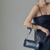 PU Leather Girls Wrist Messenger Bag Metal Ring Shoulder Bag