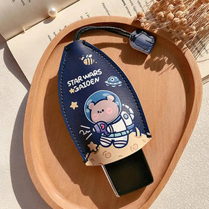 PU Leather Pull Out Car Key Case Keychain Unisex Key Bag