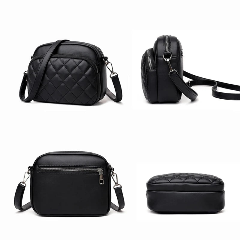 PU Leather Crossbody Bag Diamond Lattice Women Shoulder Handbag