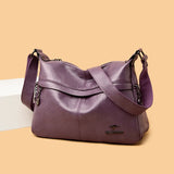 Retro PU Crossbody Bag Women Solid Color Handbag Shoulder Bag